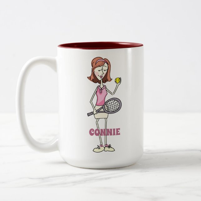 Personalized Tennis Player Two-Tone Coffee Mug (Left)