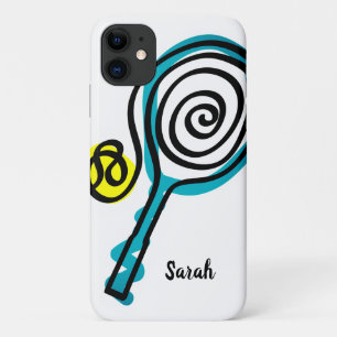 Personalized tennis racket and ball sports design iPhone 11 case