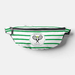 Personalized Tennis Racket Green Striped Fanny Pack