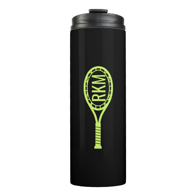 Personalized Tennis Racket Monogram Initials Thermal Tumbler (Front)