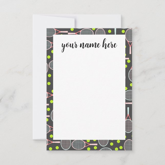 Personalized Tennis Racket Notecards (Front)