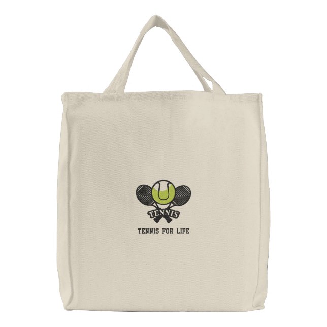Personalized Tennis Rackets and Ball embroidered Embroidered Tote Bag (Front)