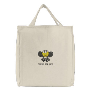 Personalized Tennis Rackets and Ball embroidered Tote Bag