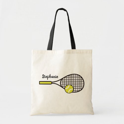 Personalized Tennis Racquet and Ball Tote Bag