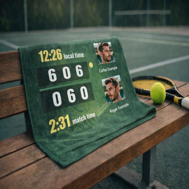Personalized Tennis Scoreboard Match Result Hand Towel (Creator Uploaded)