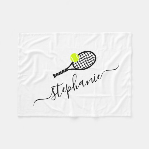 Personalized Tennis Script Name Lap Picnic Fleece Blanket