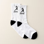 Personalized tennis socks gift for player or coach<br><div class="desc">Personalized tennis socks gift for player or coach. Custom sports socks for men women and kids (boy or girl). Cool clothing apparel for brother, husband, son, friend, boss, dad etc. Available in small and large sizes. Silhouette design with personalizable name, monogram initials or slogan. Unique Birthday gift ideas for him...</div>