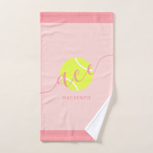 Personalized Tennis Sport Pink Hand Towel