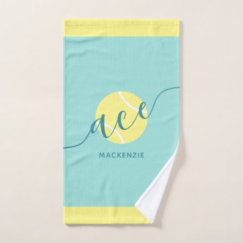 Personalized Tennis Sport Teal Hand Towel