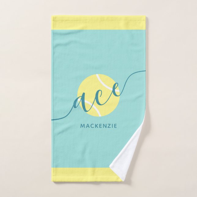 Personalized Tennis Sport Teal Hand Towel (Hand Towel)