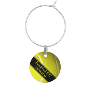 Personalized Tennis Sport Wine Tag Glass Charm