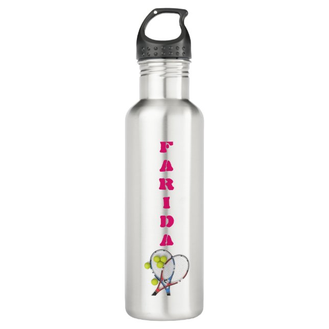 Personalized Tennis Stainless Steel Water Bottle (Front)
