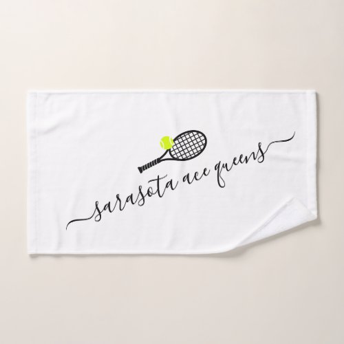 Personalized Tennis Team Name Elegant Script Hand Towel