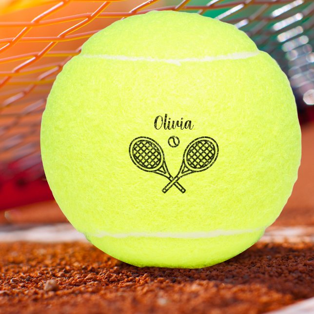 Personalized Tennis Theme Name  Tennis Balls (Personalized Name Tennis Racket Ball. For single, doubles and team players.)