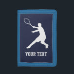 Personalized tennis wallet for player and coach<br><div class="desc">Personalized tennis wallet for player and coach. Custom wallets and coin purses for kids and adults. Personalizable with name, funny quote or monogram letters. Sporty Birthday gift for men, women and kids. Personalizable presents for tennis player, fan, coach, trainer, mom, dad, boy, girl, grandson, nephew, cousin, friend, son etc. Silhouette...</div>