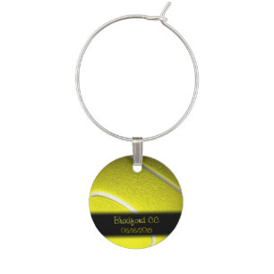 Personalized Tennis Wine Tag Glass Charm