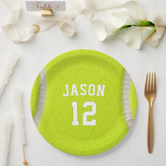 Personalized Tennis with Name & Age Paper Plates (Wedding)