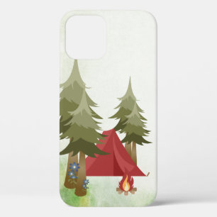 Personalized Tent and Campfire Woodland Camping iPhone 12 Case