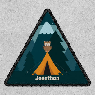 Personalized Tent, Owl and Mountains Camping Patch