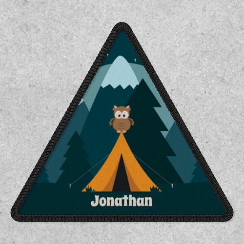 Personalized Tent Owl and Mountains Camping Patch