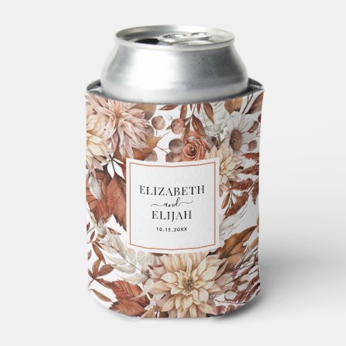 Personalized Terracotta Autumn Fall Wedding Can Cooler