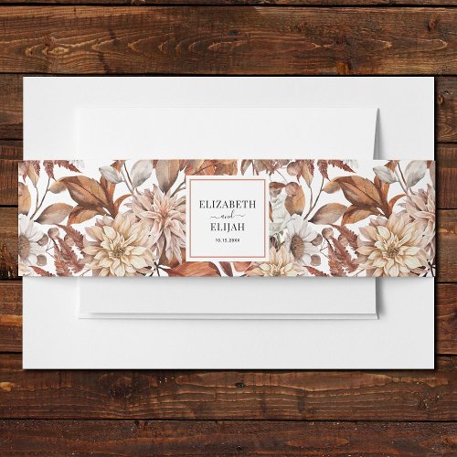 Personalized Terracotta Autumn Fall Wedding Invitation Belly Band