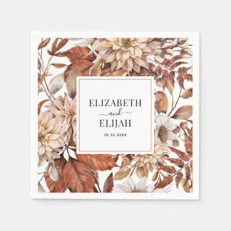 Personalized Terracotta Autumn Fall Wedding Napkins