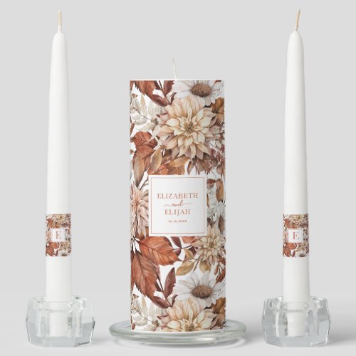 Personalized Terracotta Autumn Fall Wedding Unity Candle Set