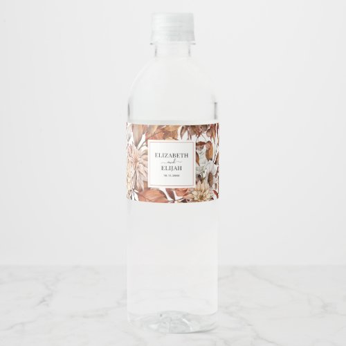 Personalized Terracotta Autumn Fall Wedding Water Bottle Label