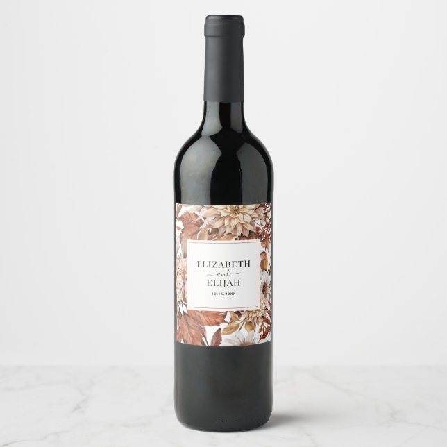 Personalized Terracotta Autumn Fall Wine Label (Front)