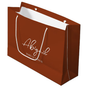 Personalized Terracotta Boho Wedding Party Name Large Gift Bag