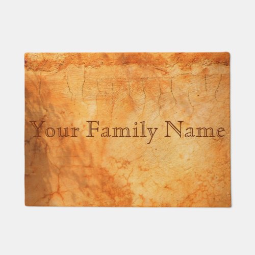 Personalized terracotta colored brick wall doormat