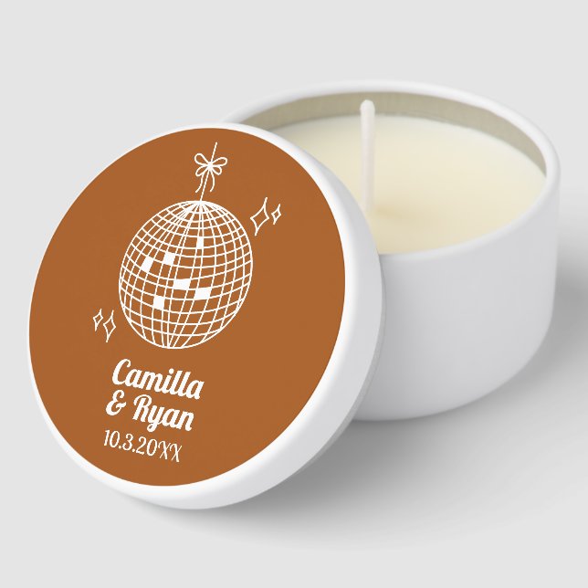 Personalized Terracotta Disco Ball Wedding Candles Mini Candle Favors (Corner)