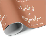 Personalized Terracotta Name Wedding Gift Wrapping Paper<br><div class="desc">Personalized Dessert Rust Name Wedding gift wrapping Paper</div>