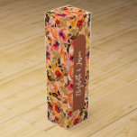 Personalized Terracotta Watercolor Flowers Wine Box<br><div class="desc">A collage of elegant watercolor autumn flowers and fall greenery accent these wine gift boxes are personalized with your names on a terracotta band. Perfect for a gift for weddings,  bridal showers,  birthdays or for yourself. MATCHING items in our store.</div>