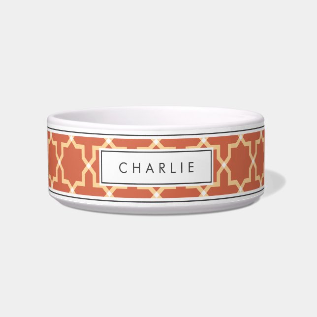 Personalized Terracotta & White Star Pattern Bowl (Front)
