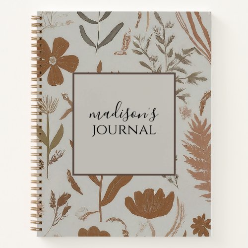 Personalized Terracotta Wildflower Notebook