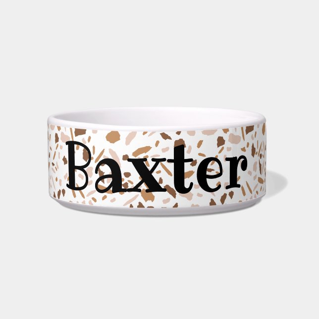 Personalized Terrazzo Brown and Beige and White Bowl (Front)