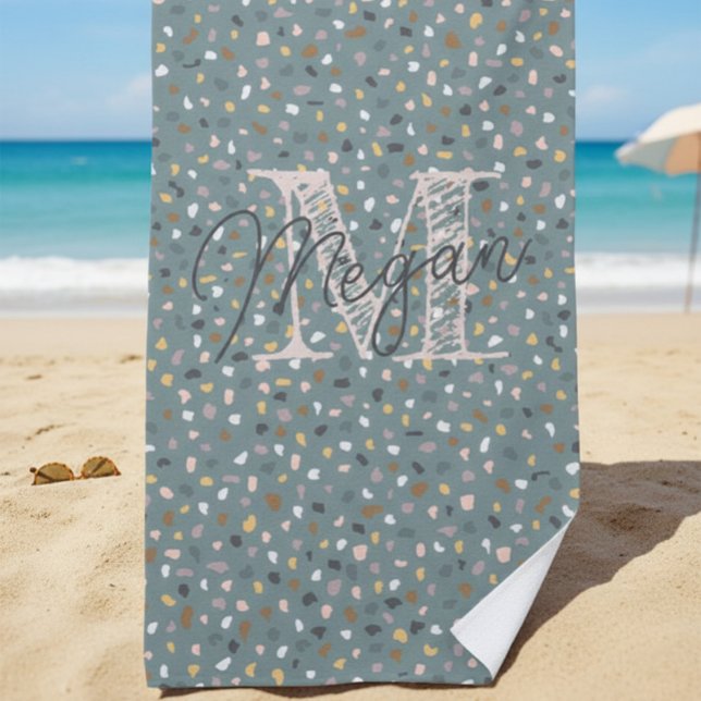 Personalized Terrazzo Monogram Beach Towel (Creator Uploaded)
