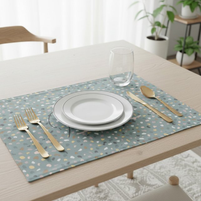 Personalized Terrazzo Monogram Cloth Placemat (Creator Uploaded)