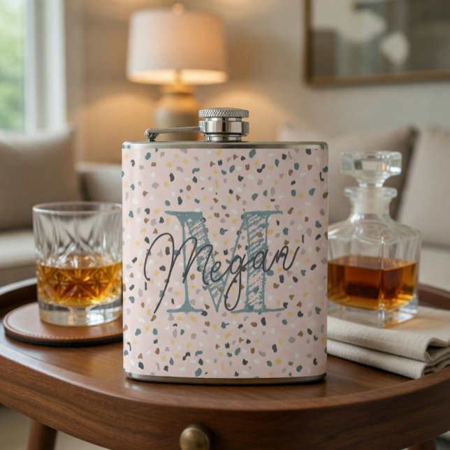 Personalized Terrazzo Monogram Flask (Creator Uploaded)
