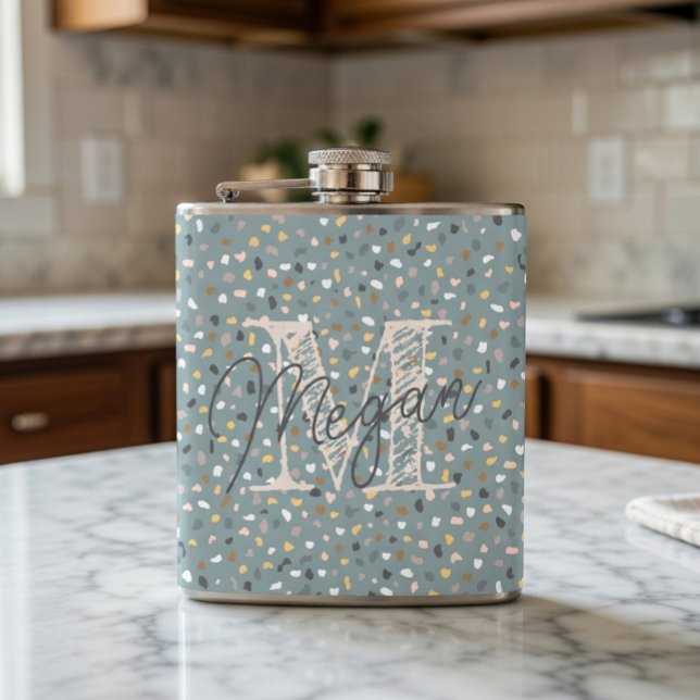 Personalized Terrazzo Monogram Flask (Creator Uploaded)