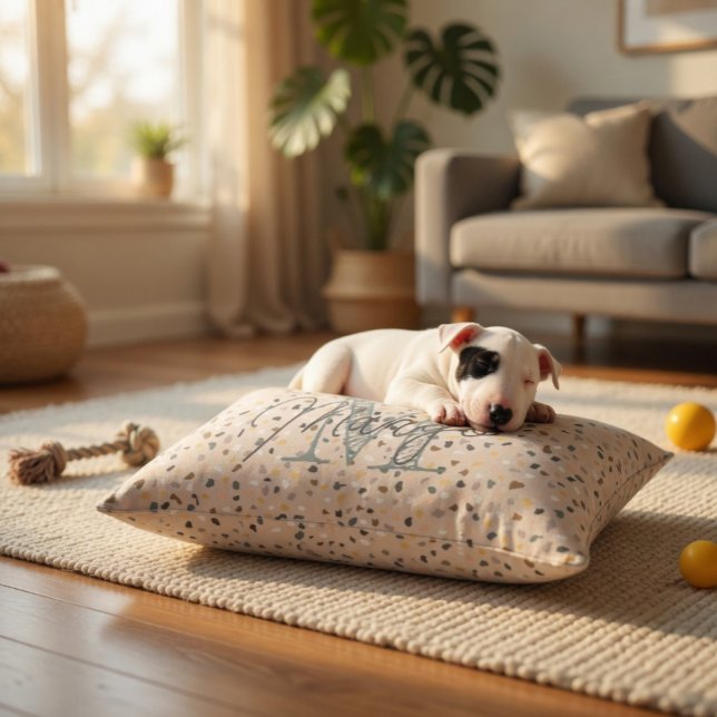 Personalized Terrazzo Monogram Pet Bed (Creator Uploaded)