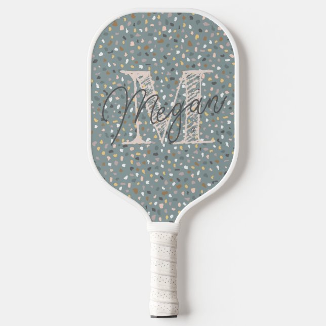 Personalized Terrazzo Monogram Pickleball Paddle (Front)