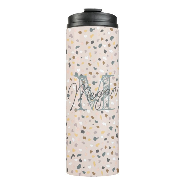Personalized Terrazzo Monogram Thermal Tumbler (Front)
