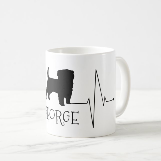 Personalized Terrier Love My Dog Heart Beat Coffee Mug (Front Right)