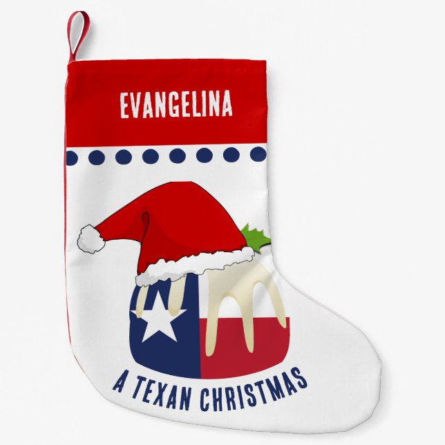 Personalized TEXAN CHRISTMAS Pudding Small Christmas Stocking (Front)