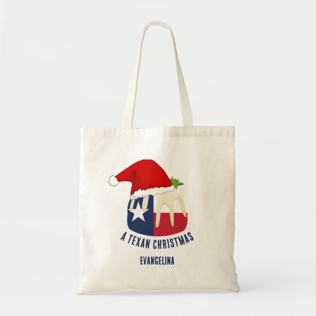 Personalized TEXAN CHRISTMAS Pudding Tote Bag (Front)