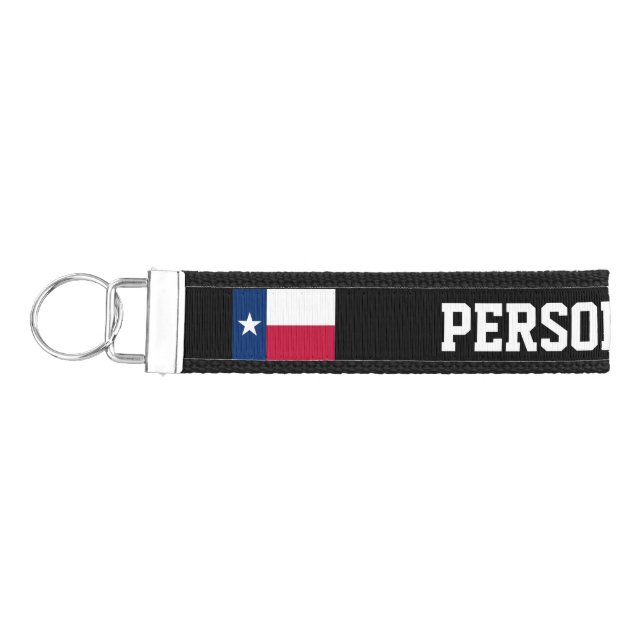 Personalized Texas flag wrist keychain (Keys on Left)