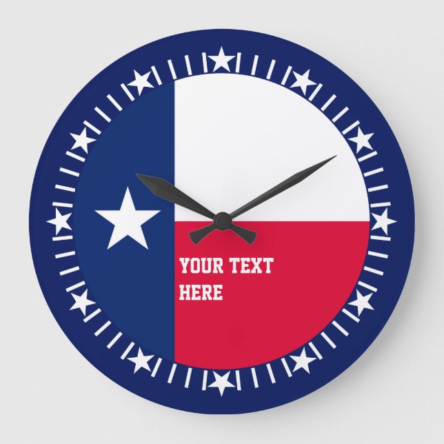 Personalized Texas State Flag Design on a Large Clock (Front)